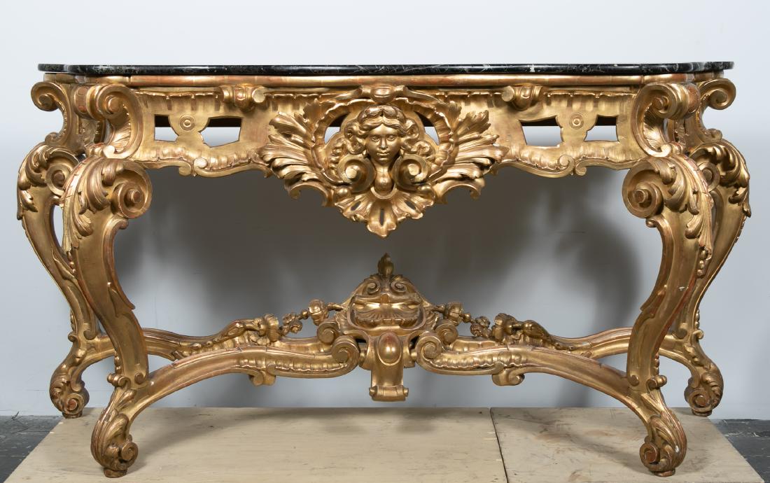 19th C. Louis XV Style Marble Top Console Table (1 of 18)