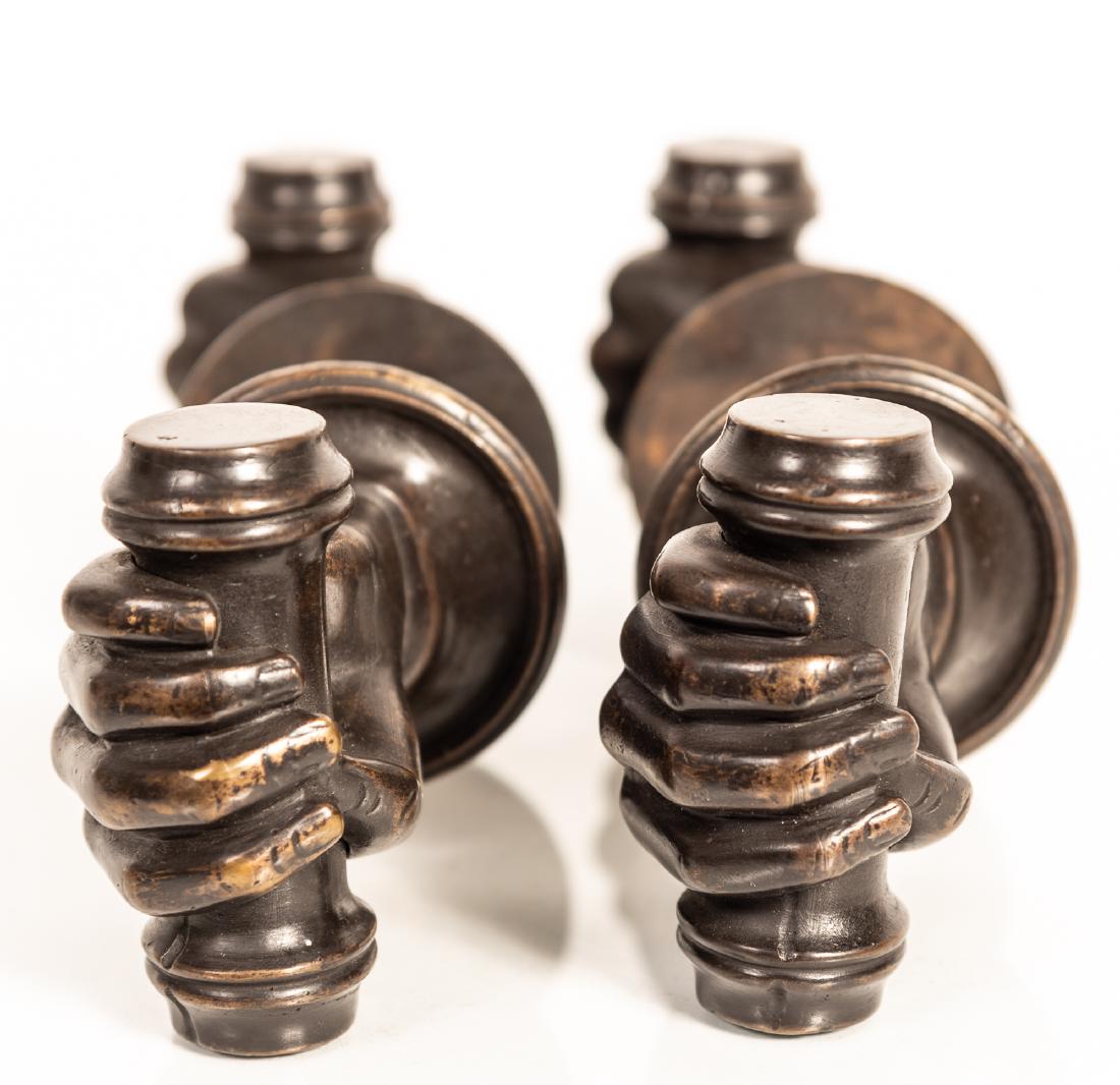 Two Pairs, Bronze Figural Hand Motif Door Handles (1 of 6)