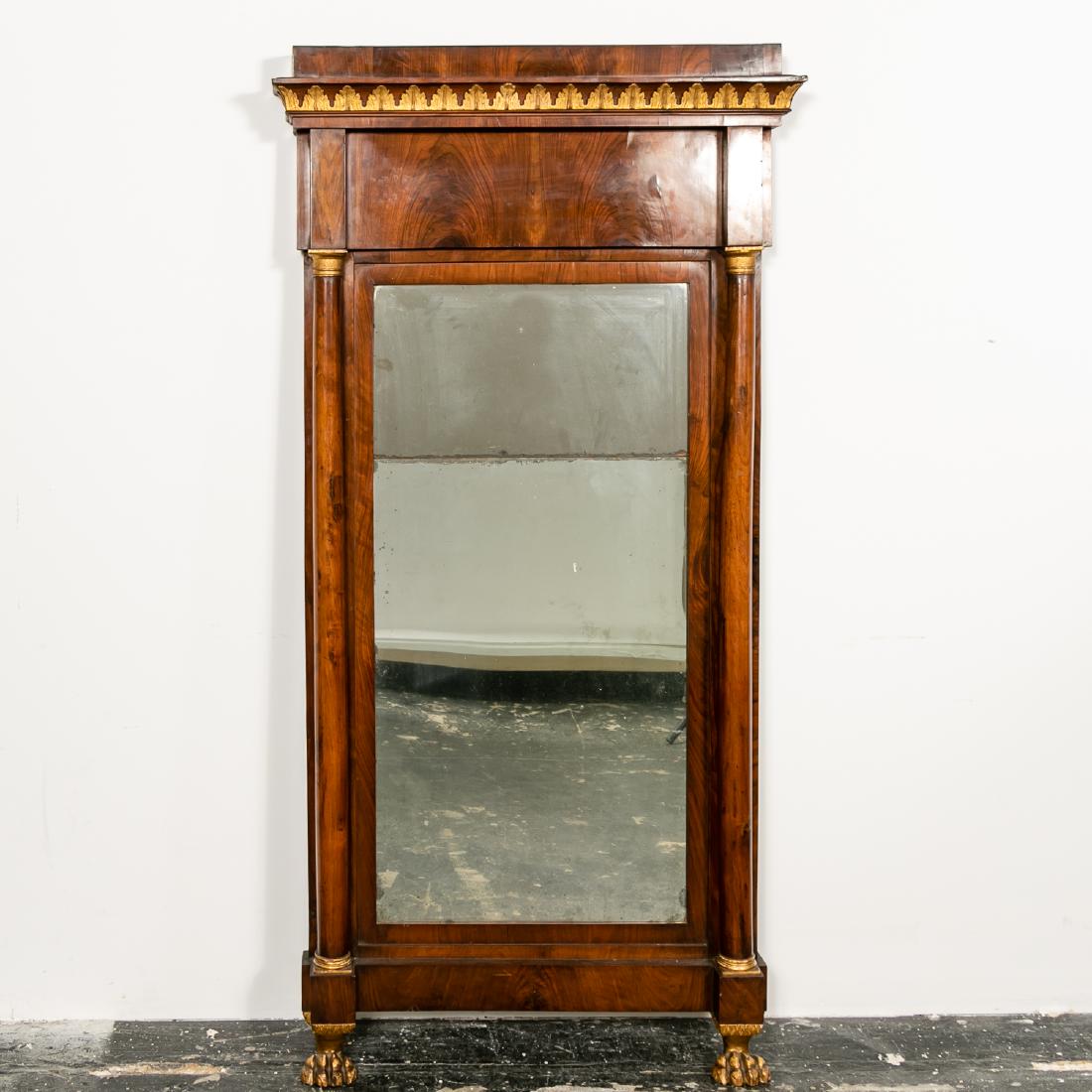 Continental Empire Mahogany & Gilt Mirror, 19th C. (1 of 8)