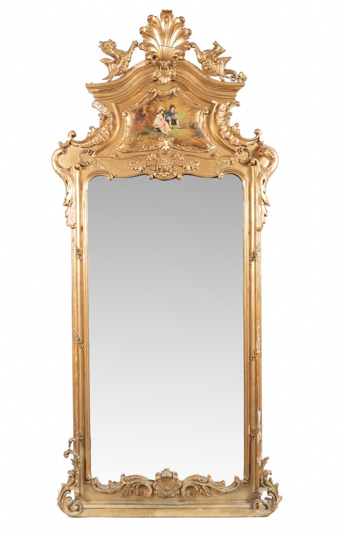 Large Giltwood Figural Trumeau Pier Mirror, 19th C (1 of 7)