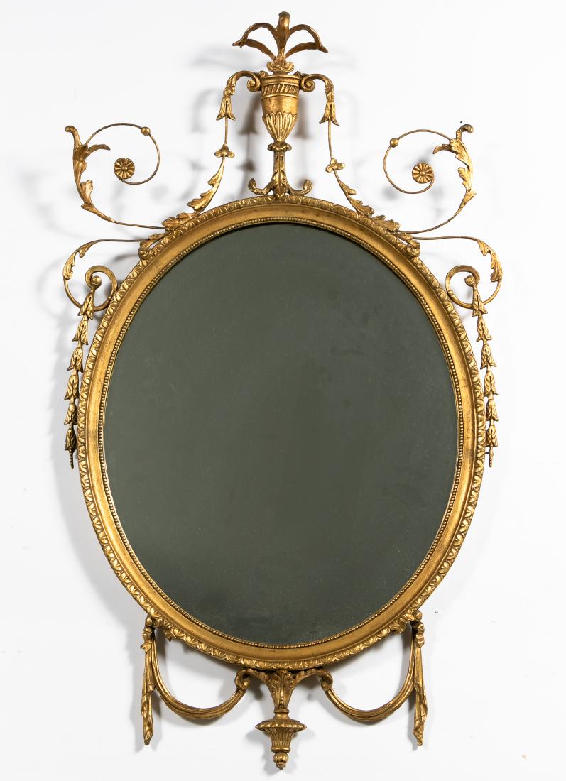 Neoclassical Style Oval Giltwood Mirror (1 of 8)