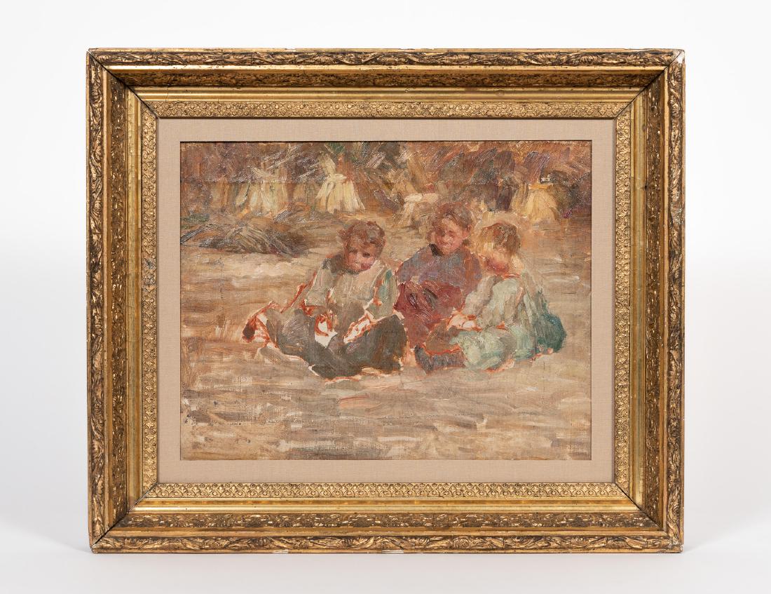 Framed Genre Scene with Three Children in Circle (1 of 5)