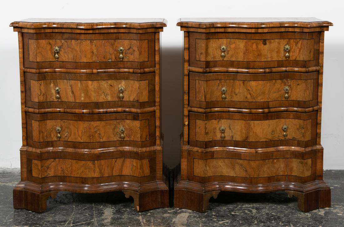 Pair, 20th C. Burled Walnut Diminutive Chests (1 of 12)