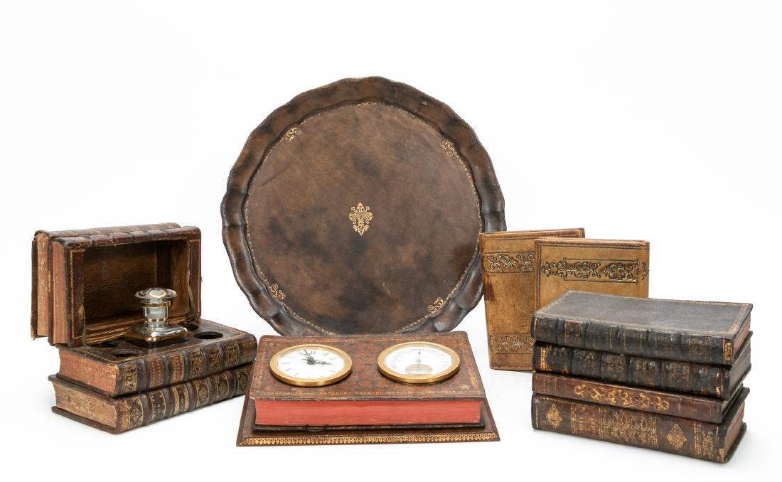 6, Leather Bound Faux Book Desk Accessories (1 of 18)