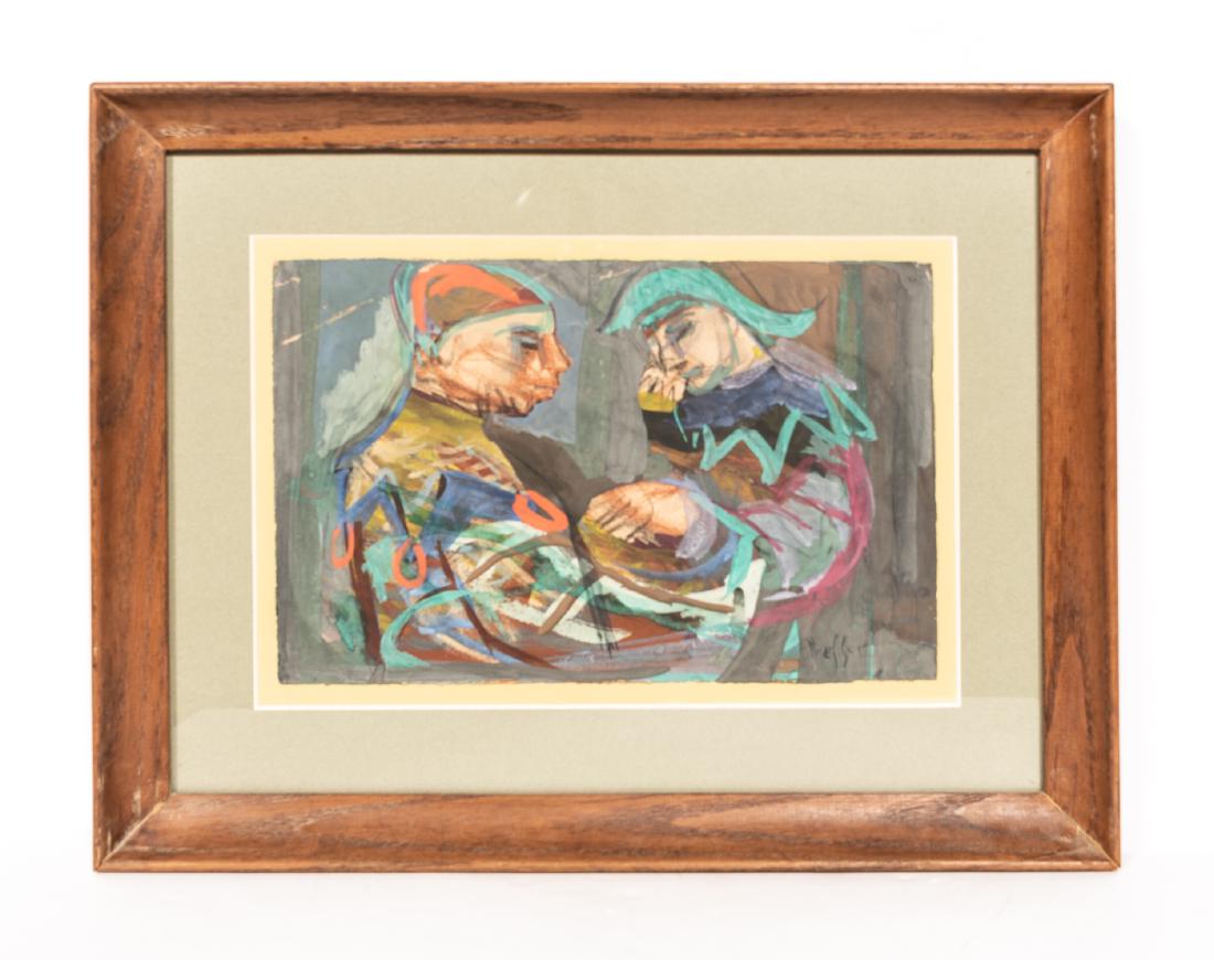 Josef Presser "Two Figures", Signed Mixed Media (1 of 7)