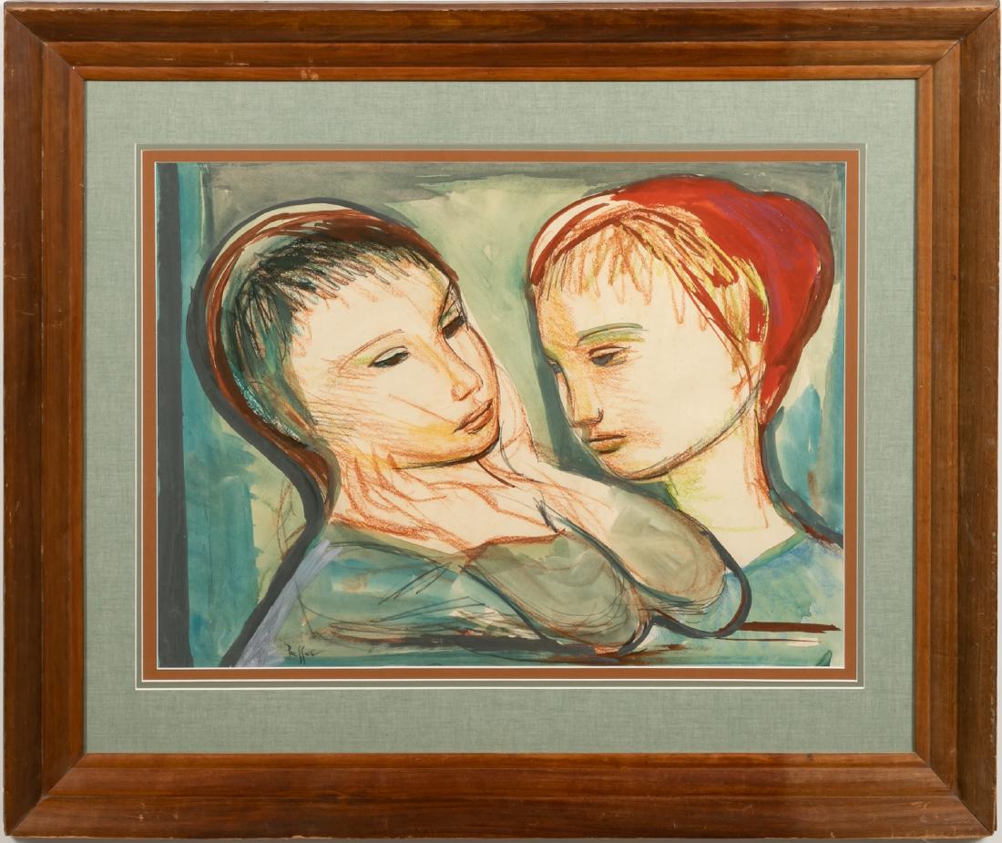 Josef Presser Signed Mixed Media, Two Figures (1 of 4)