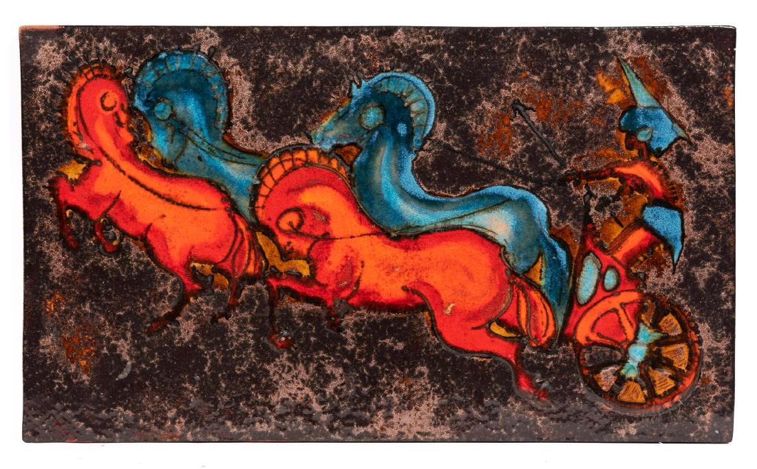 MCM Ruscha "Charioteer" Ceramic Plaque, Signed (1 of 6)