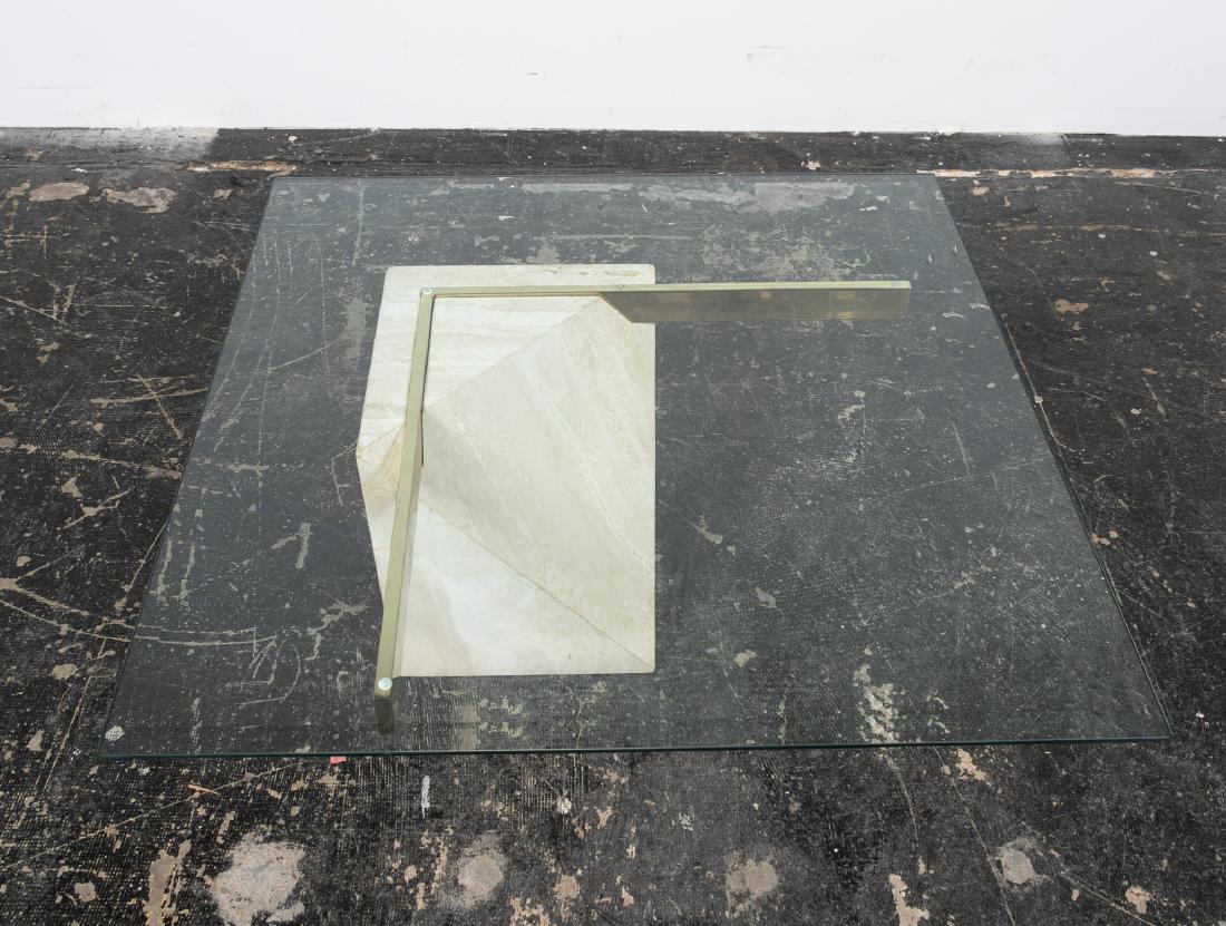 Artedi Italian Glass & Travertine Coffee Table (1 of 6)