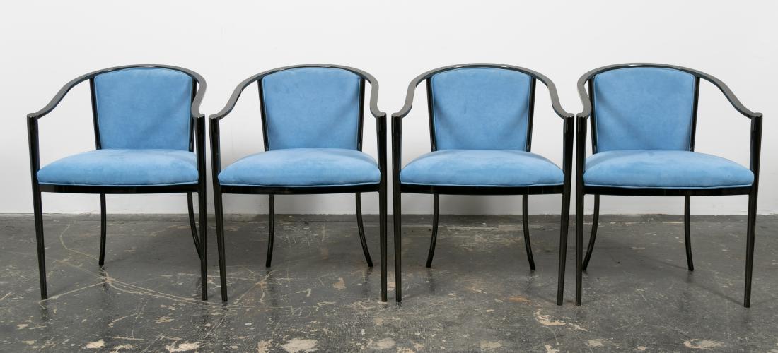 DIA Set of Four Blue Upholstered Chrome Armchairs (1 of 4)