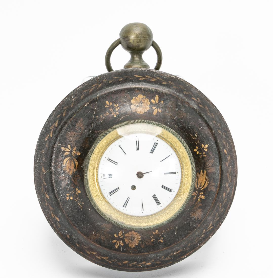 French Tole Peinte Circular Wall Clock, 19th Cent. (1 of 4)