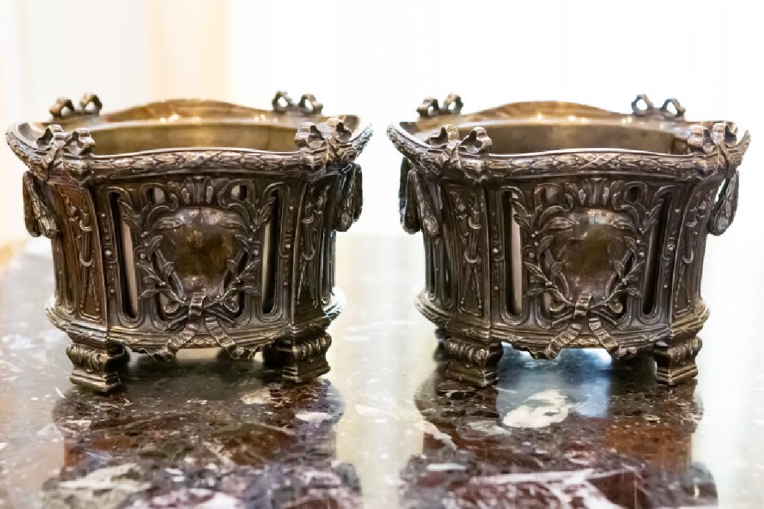 Pair, Louis XVI Style Silver Jardinieres (1 of 3)