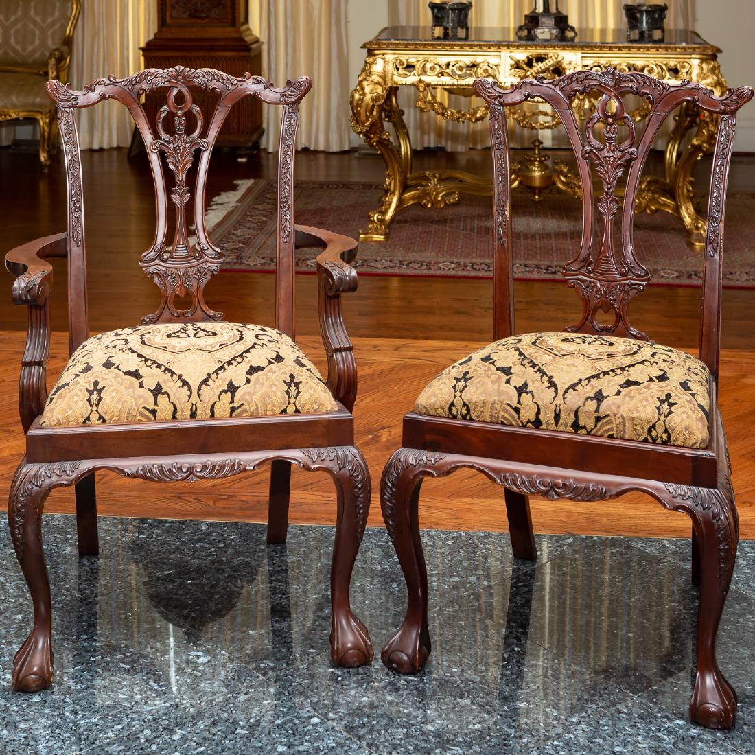Set, Eight Chippendale Style Mahogany Dining Chair (1 of 7)