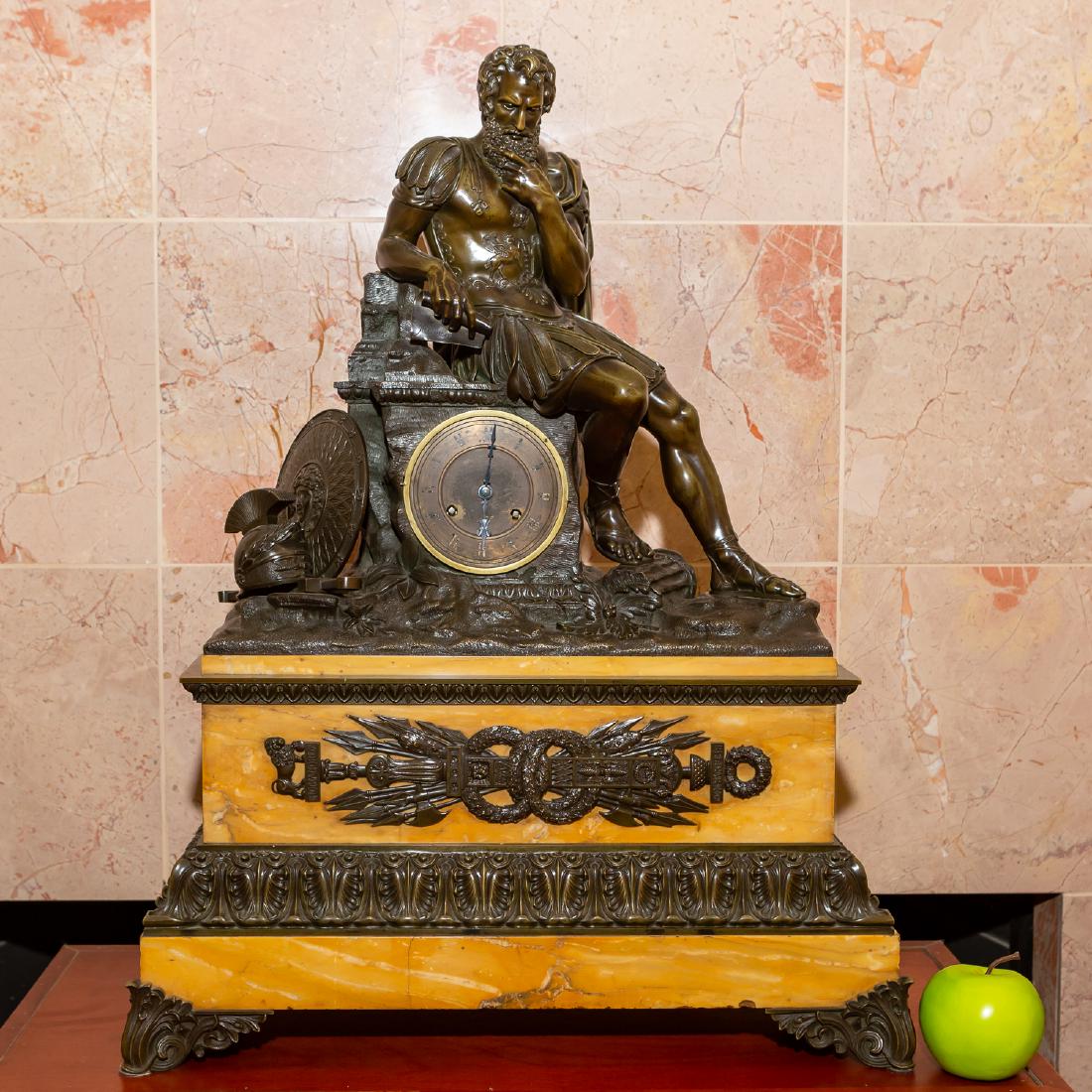 Large Patinated Bronze Figural Mantle Clock (1 of 5)