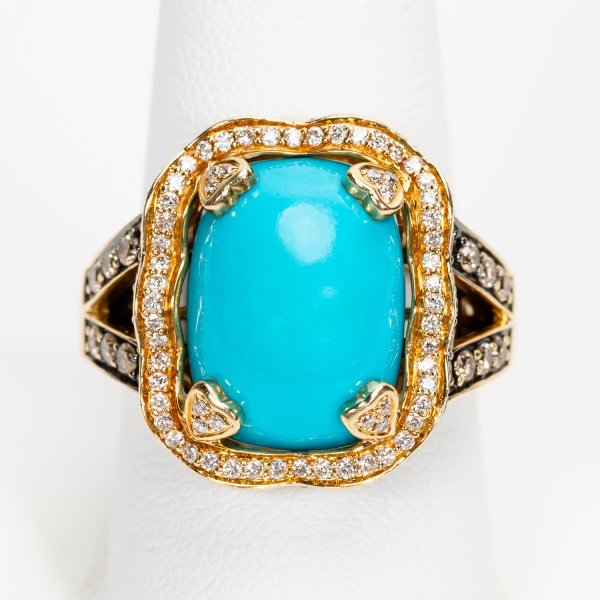Carlo Viani Turquoise & Diamond Ring, 14k YG (1 of 12)