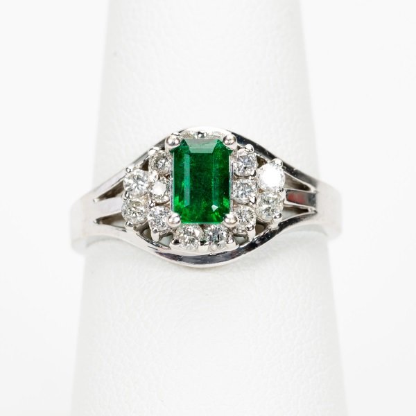 Emerald & Diamond Ring, 14k White Gold (1 of 10)