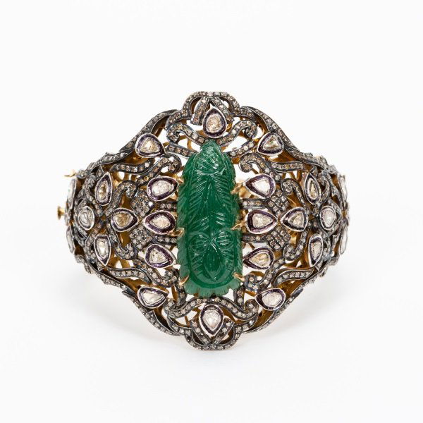 Antique Jade & Diamond Cuff Bracelet (1 of 8)