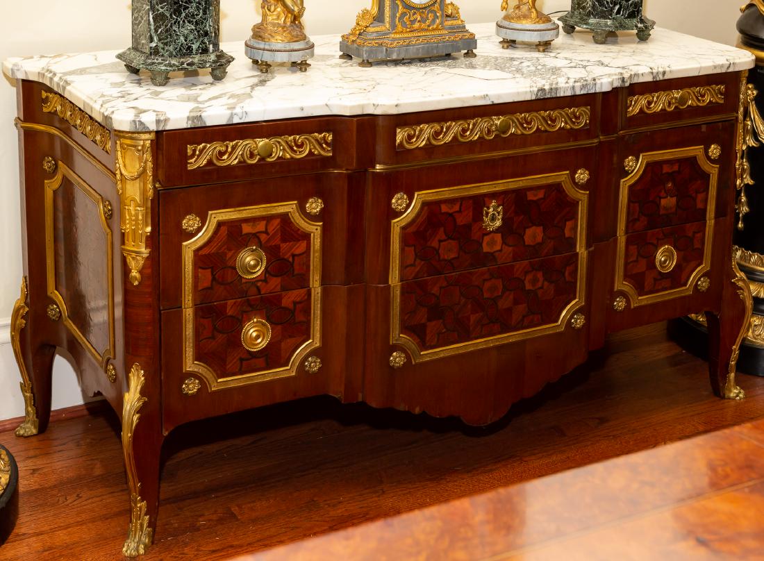 French Gilt Bronze Mounted Parquetry Commode (1 of 7)