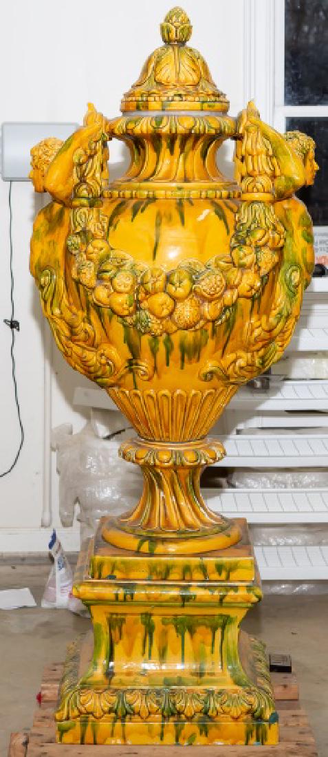 Large Italian Majolica Covered Urn (1 of 4)