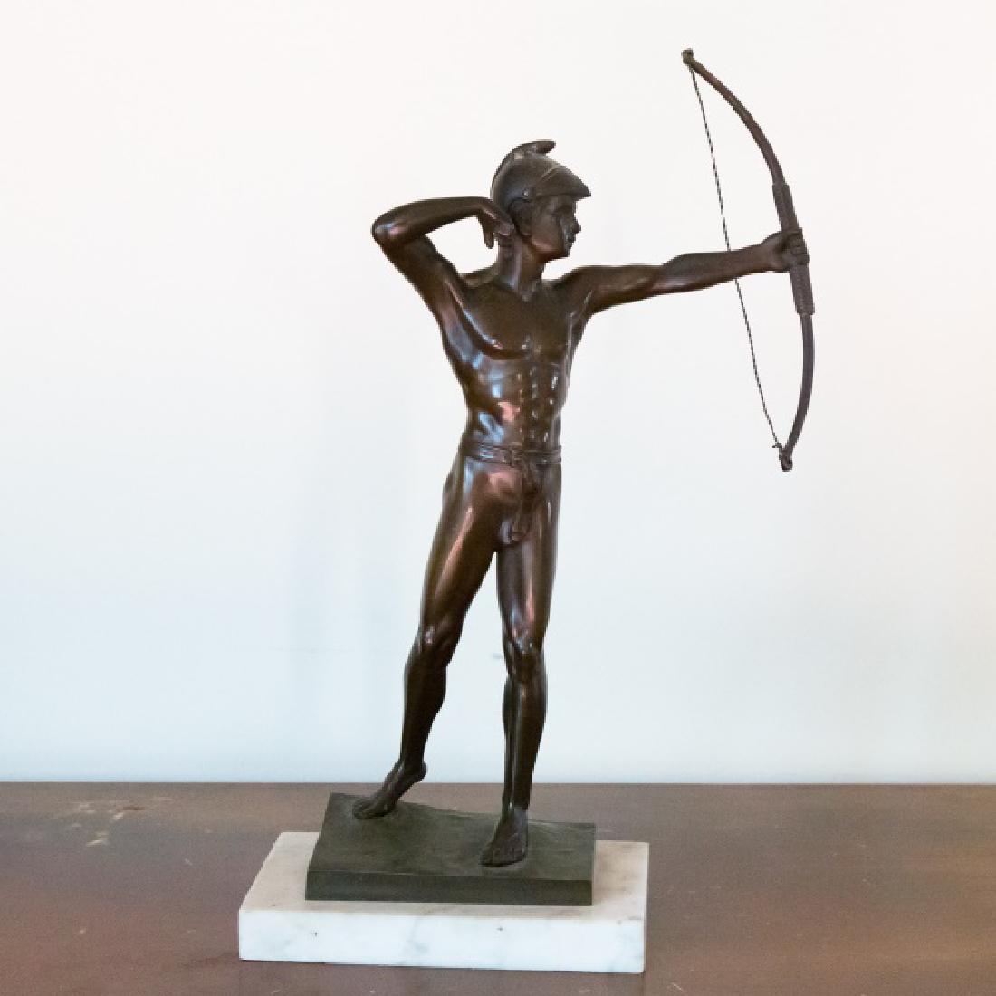 Bronze Figural Sculpture of an Archer, Signed (1 of 3)