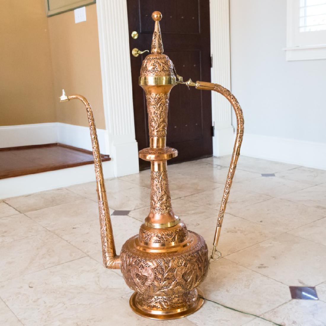 Oversized Middle Eastern Brass Ewer Lamp (1 of 2)