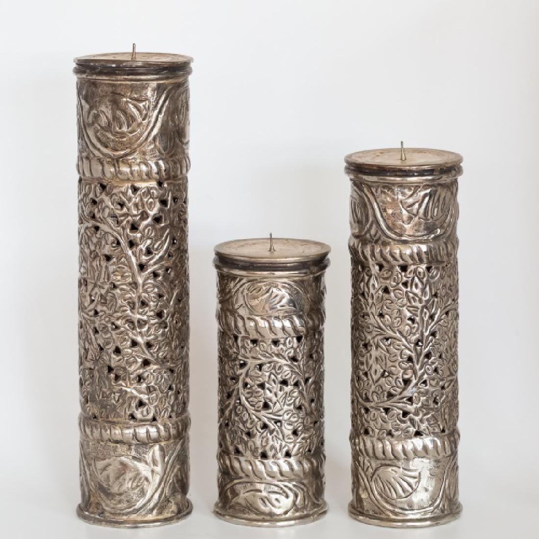 Three Indian Style Silver Metal Candle Prickets (1 of 6)