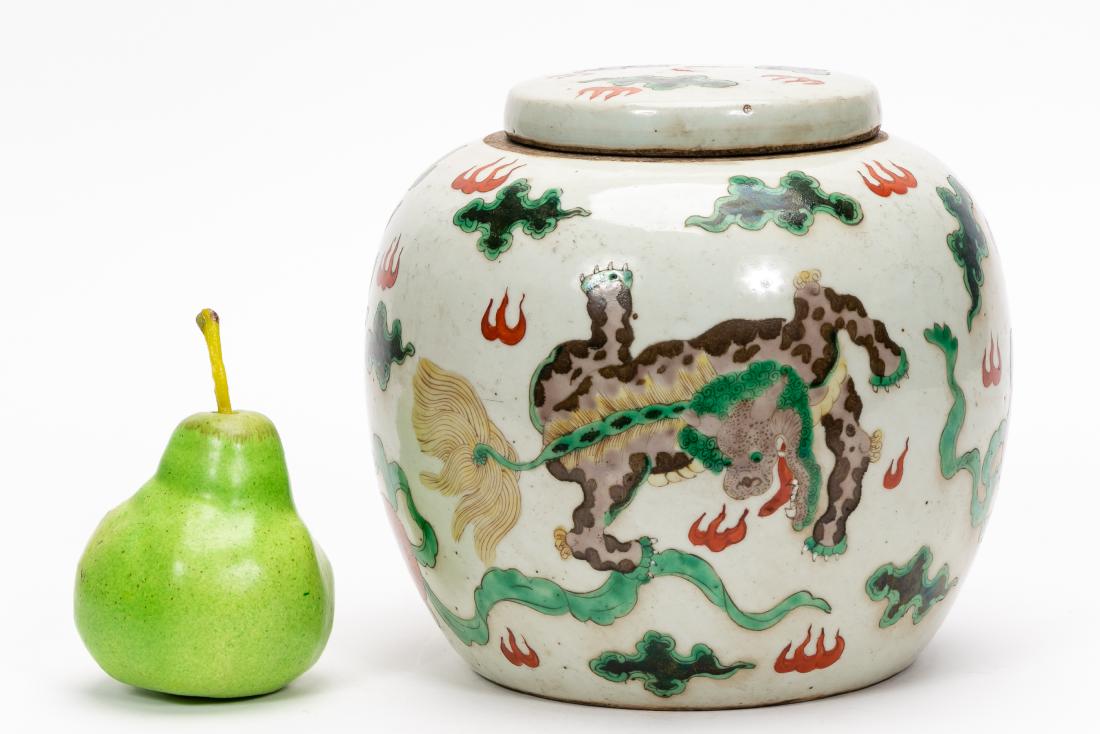 Chinese Porcelain Red & Green Lidded Ginger Jar (1 of 6)