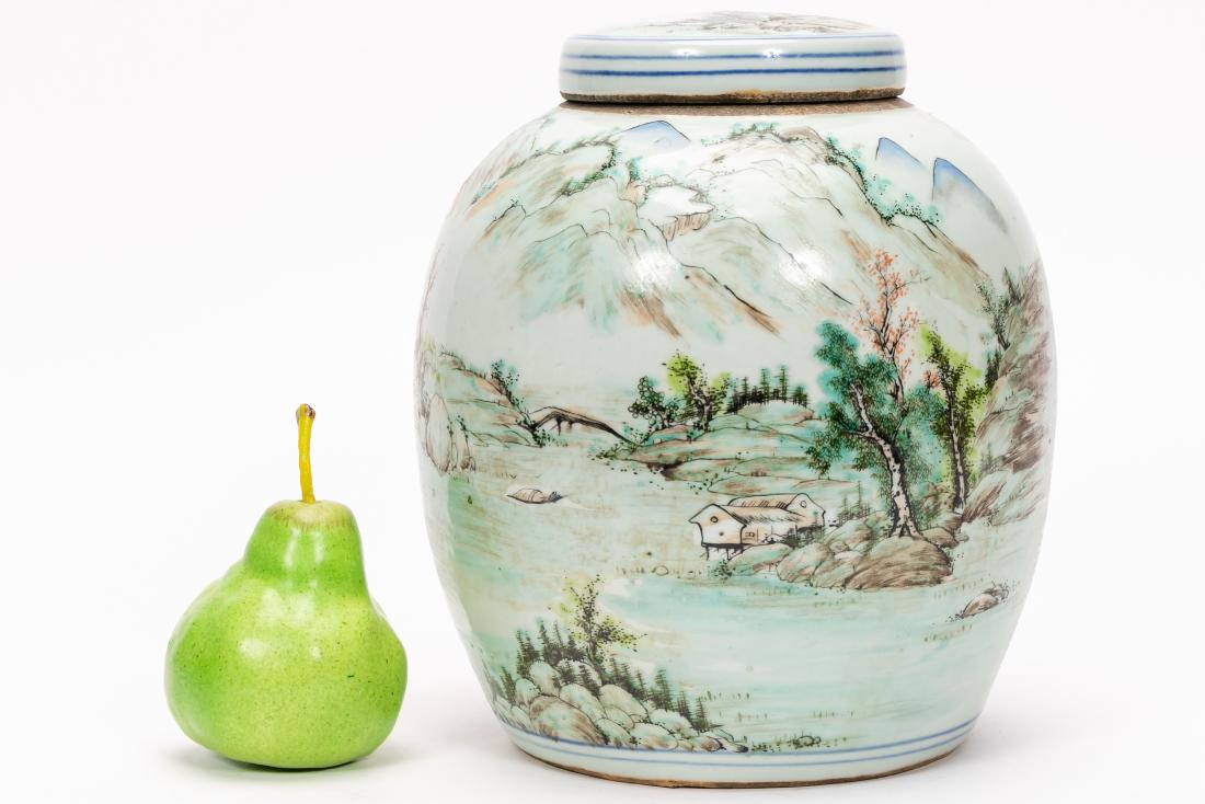 Chinese Lidded Ginger Jar with Landscape Scene (1 of 5)