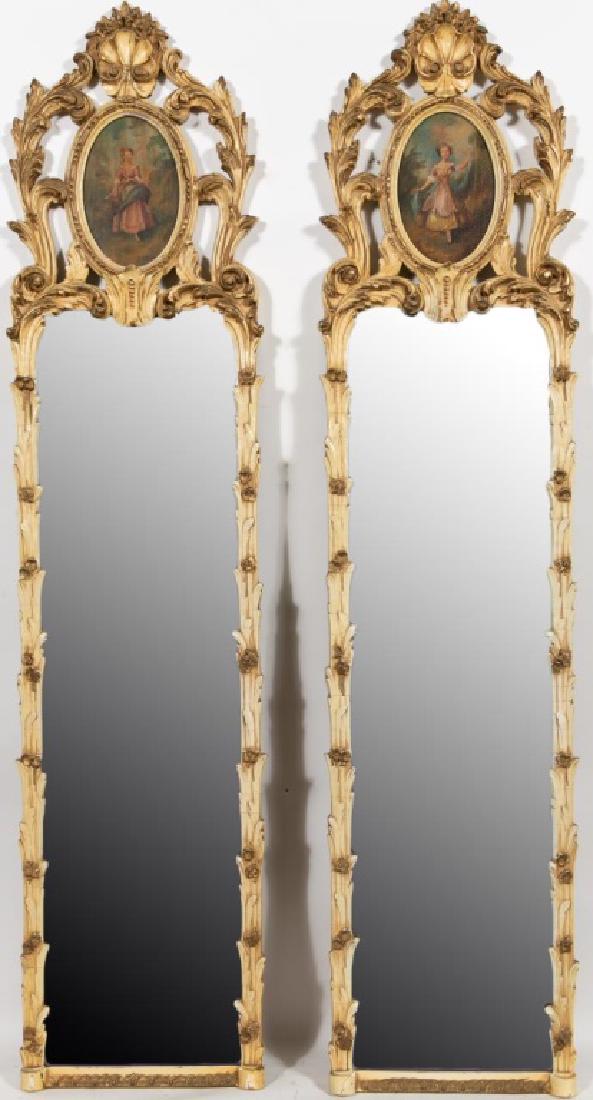 Pair, Rococo Style Carved Trumeau Mirrors (1 of 7)