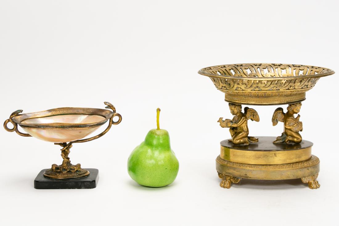 Group, Empire Bronze Basket and Mounted Shell (1 of 7)