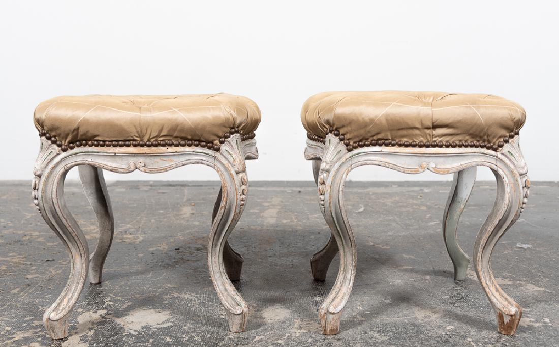 Pair, Tufted Louis XV Style Polychrome Taborets (1 of 5)
