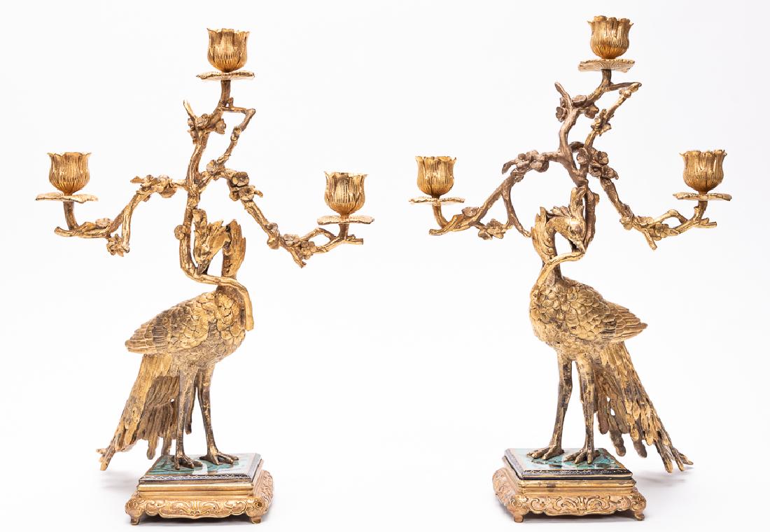 Pair, Bronze Ormolu Japonism 3-Light Candelabras (1 of 6)