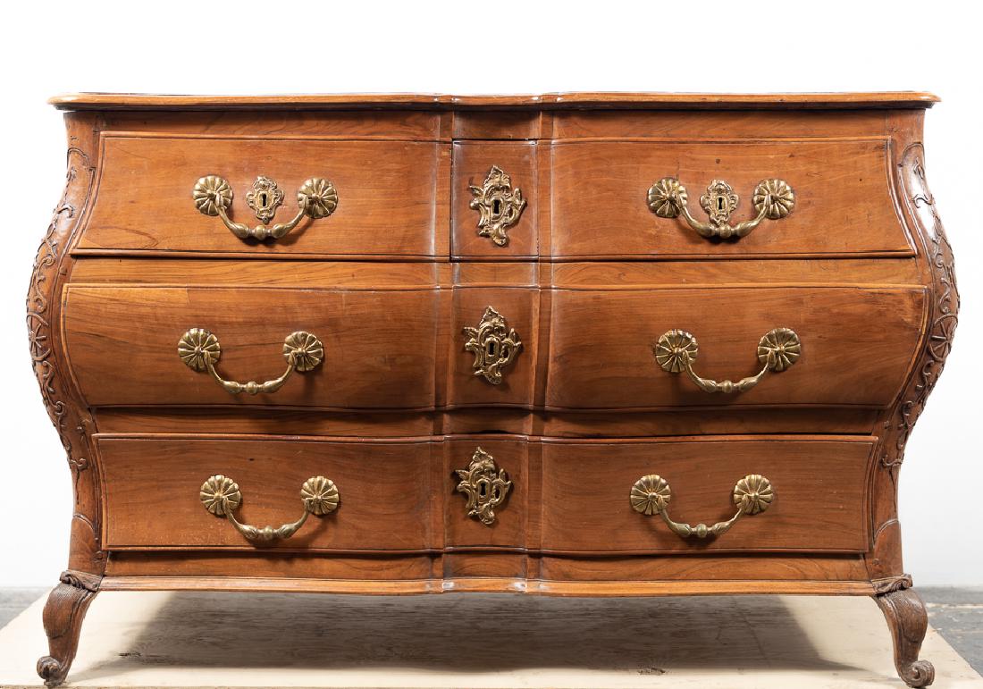 Early 19th C. Louis XV Bombe Walnut Commode (1 of 12)
