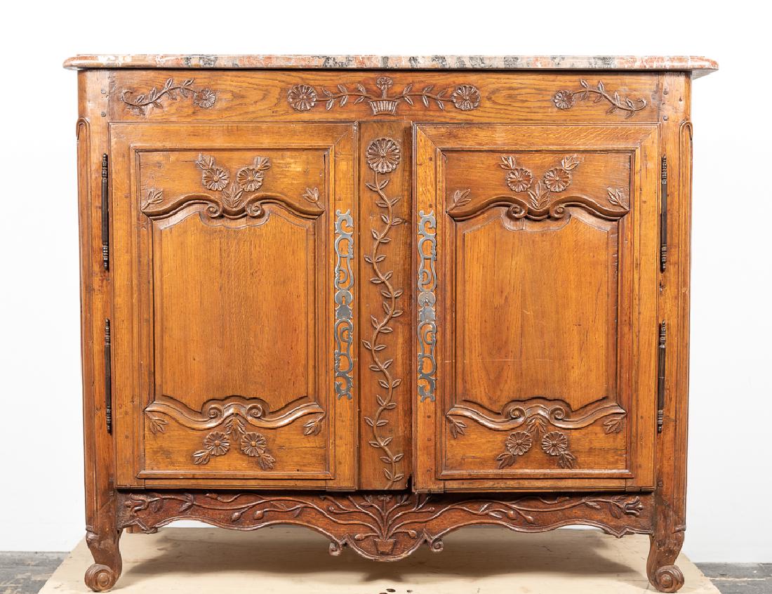 French Louis XV Marble Top Walnut Commode (1 of 7)
