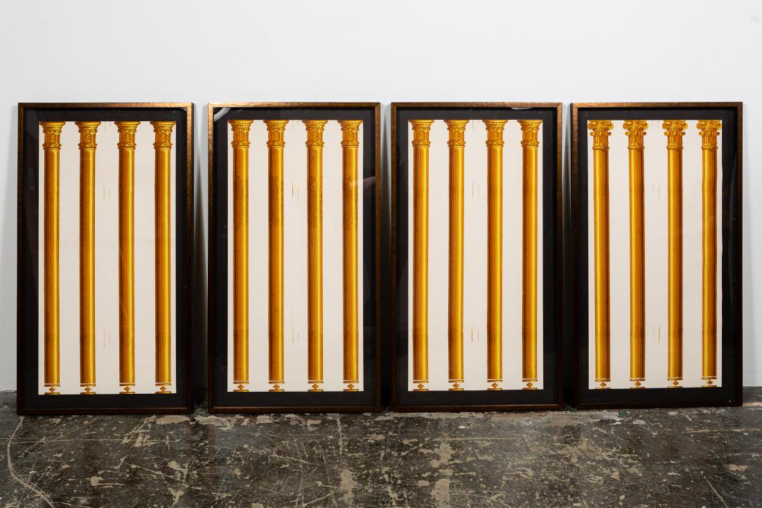 Set, 4 Framed J. Dufour Empire Wallpaper Panels (1 of 5)