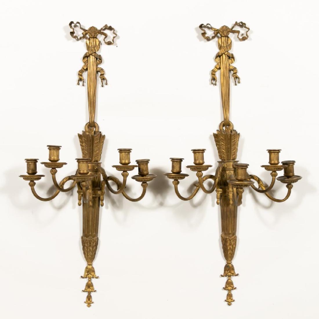 Pair, French Neoclassical Bronze Wall Sconces (1 of 5)