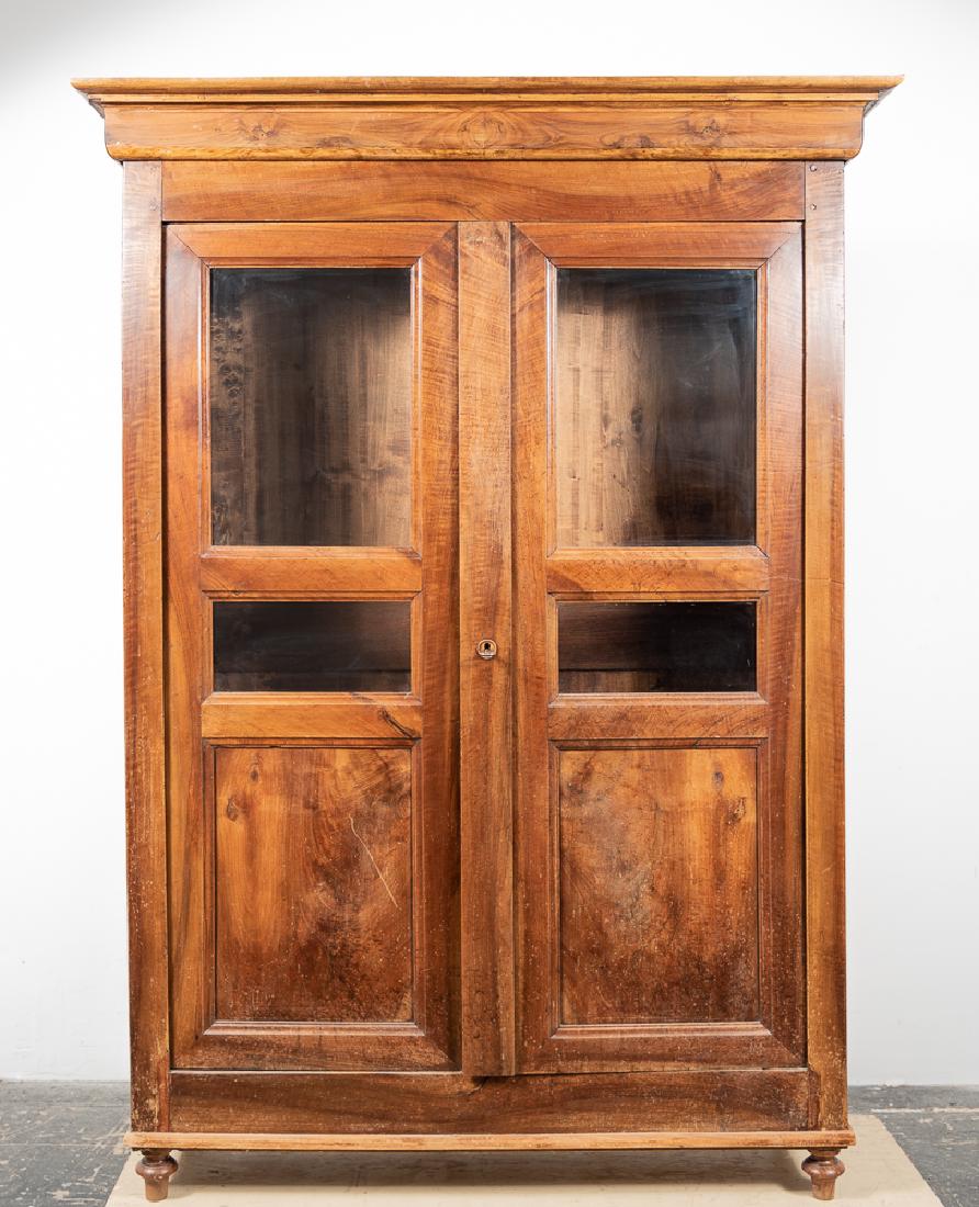 Louis Philippe Walnut Armoire w/ Glass Doors (1 of 9)