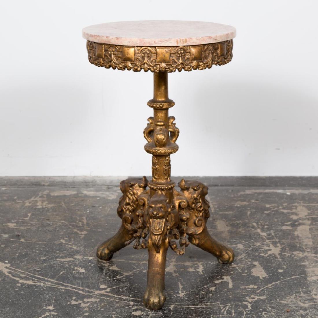Gilded Renaissance Style Table With Pink Marble (1 of 7)