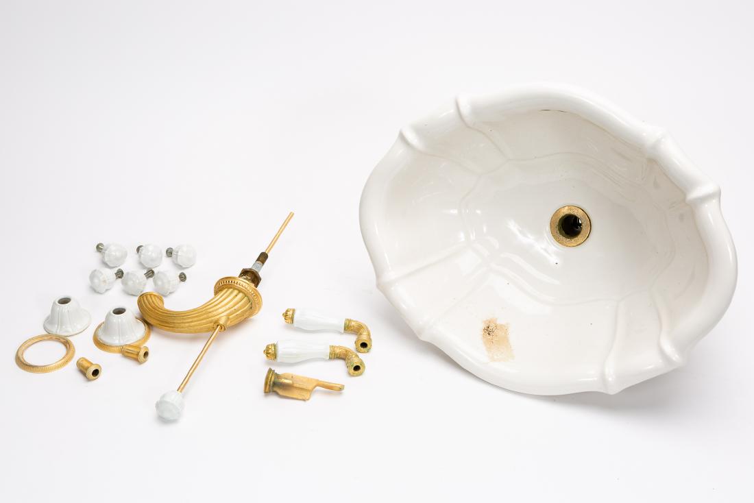 15PC Sherle Wagner White Porcelain Sink & Fixtures (1 of 12)