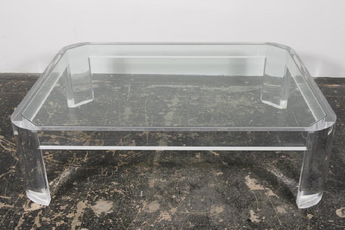 Modern Oversized Lucite and Glass Cocktail Table (1 of 4)