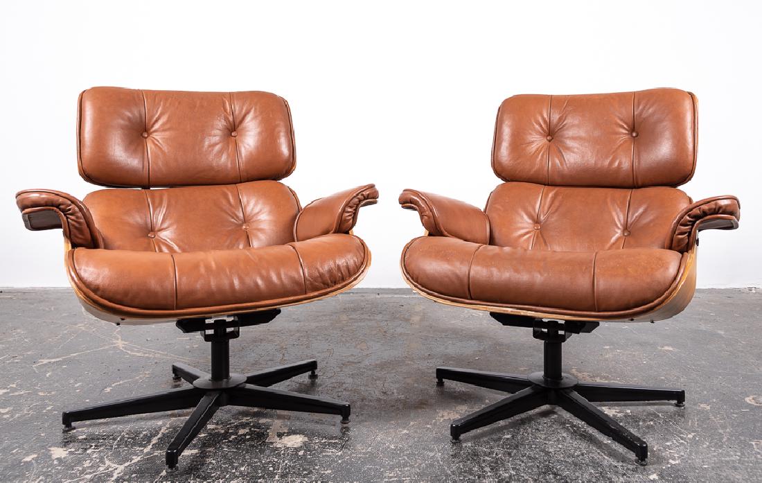 Pair, Eames Style Leather Lounge Chairs (1 of 6)