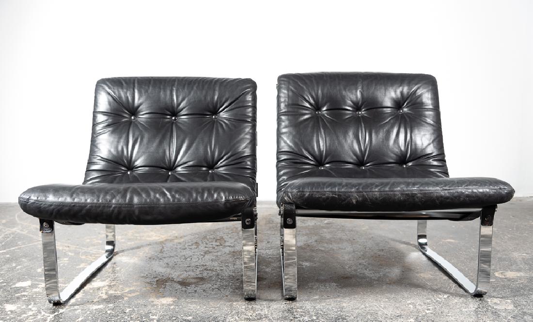 Pair of Westnofa Leather & Chrome Lounge Chairs (1 of 4)
