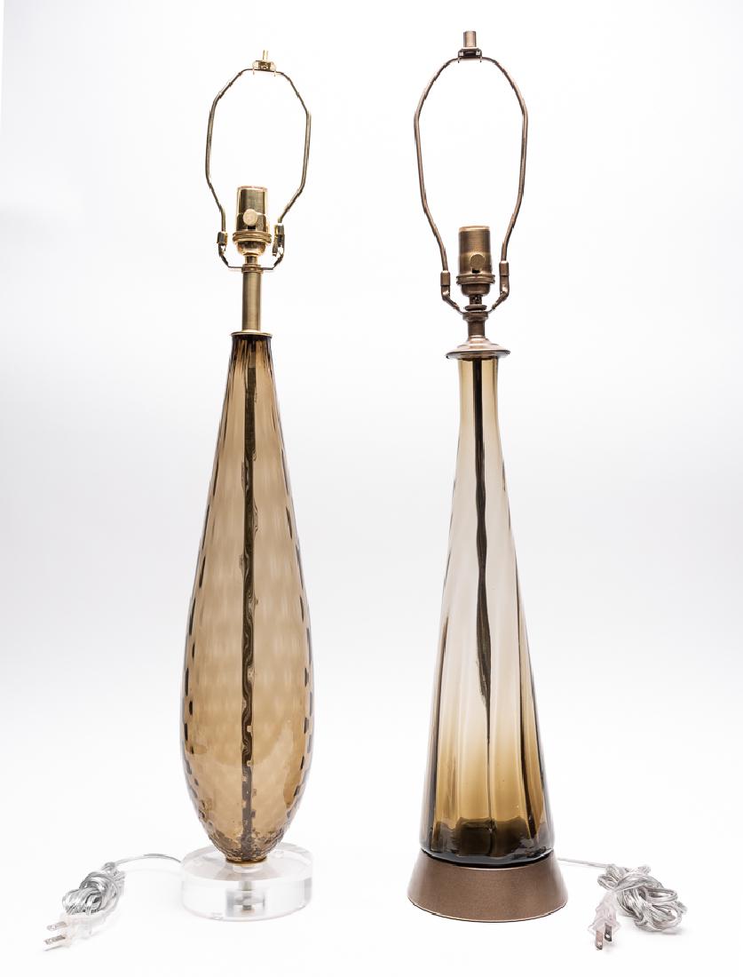 Two Murano Smoky Art Glass Table Lamps (1 of 5)