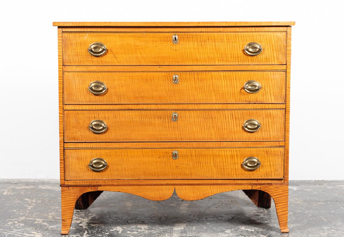 New England Tiger Maple Four Drawer Chest (1 of 11)