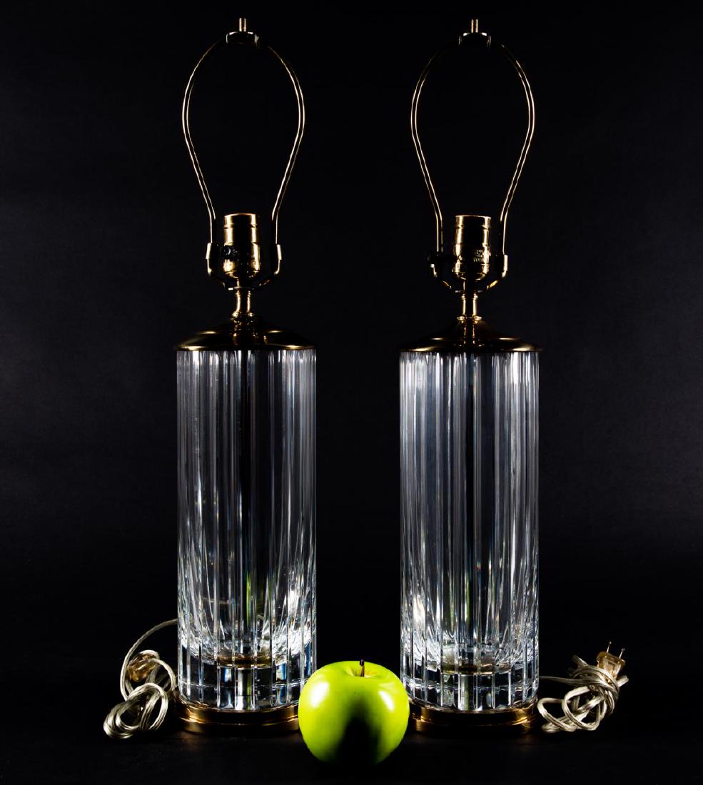 Pair, Baccarat Cylinder Form Crystal Table Lamps (1 of 5)