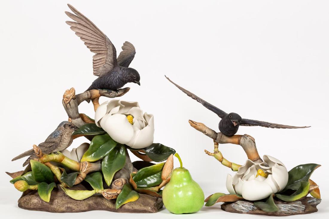 Pair, Boehm Purple Martin Bisque Porcelain Birds (1 of 9)