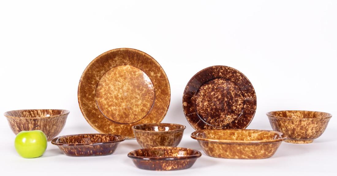 8 PC Bennington Rockingham Spongeware Pottery (1 of 4)