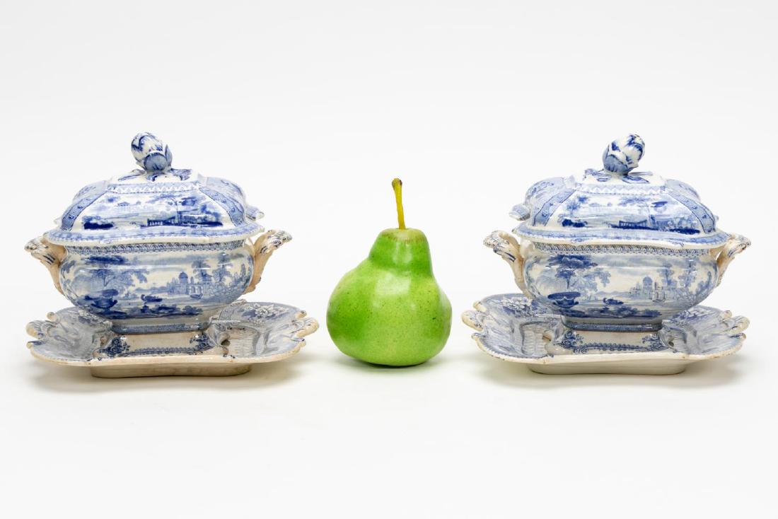 Pair, 19th C. English Sauce Tureens & Underplates (1 of 6)