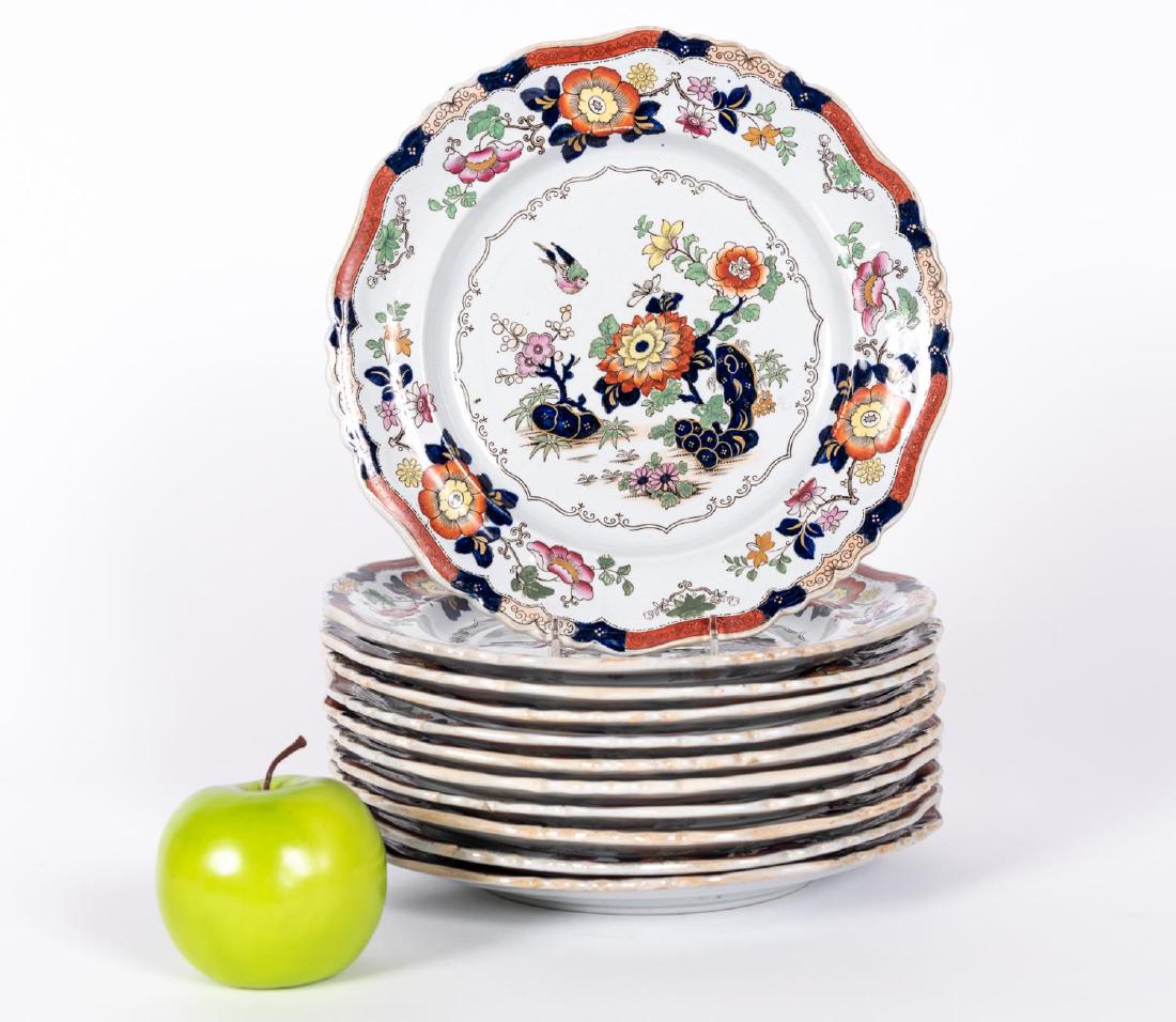 Set, 11 Ashworth Chinoiserie Ironstone Plates (1 of 5)