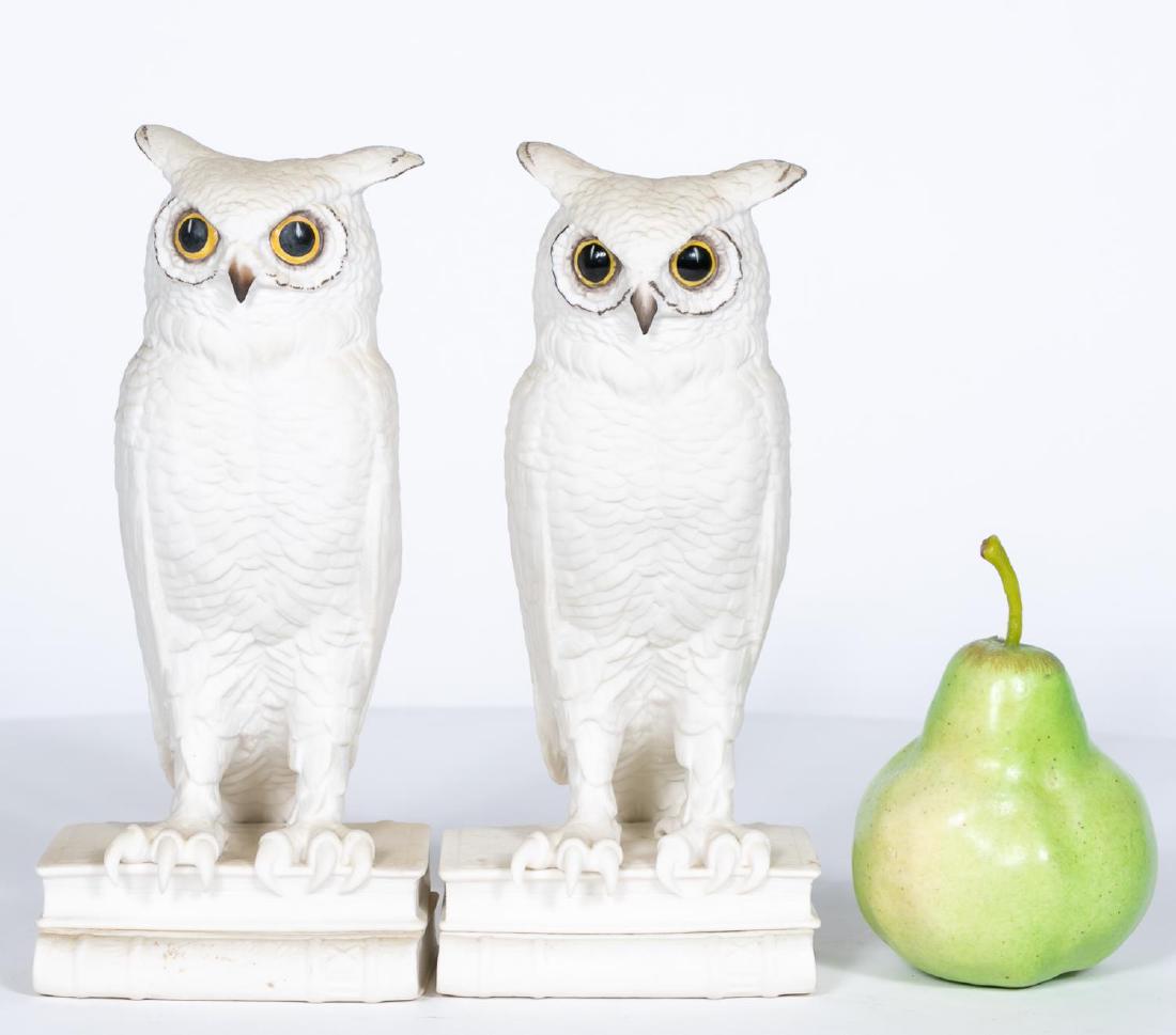 Pair, Boehm Owl Bisque Porcelain Figurines (1 of 4)
