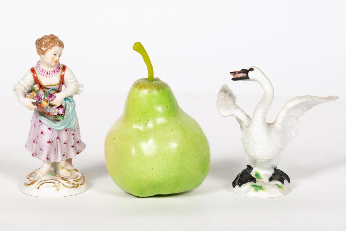 Two Marked Meissen Figurines, Woman & Swan (1 of 6)